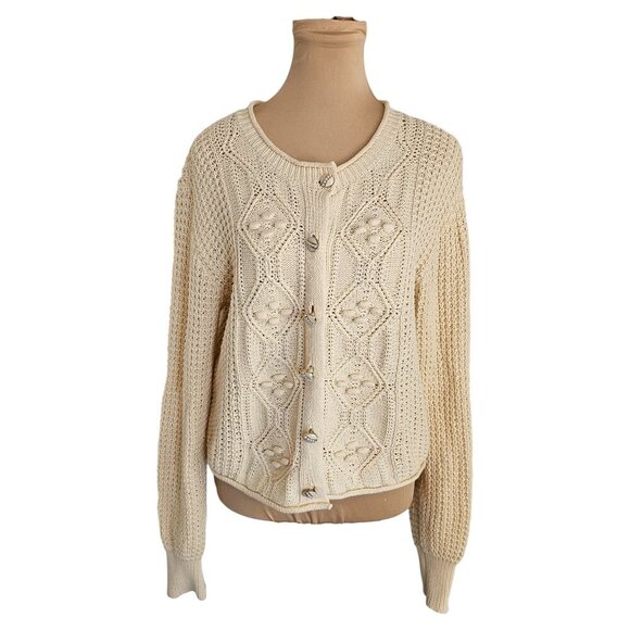 Heartloom Lydia Cardi White Cream Button Up Knit Cardigan Sz S - Picture 5 of 12